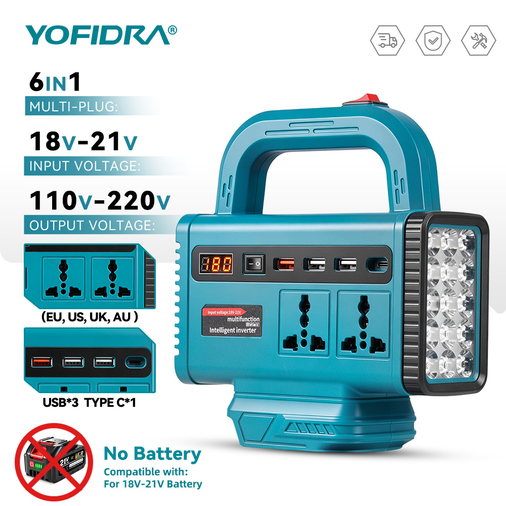 Ac Outdoor Power - Inversor de corriente portátil YOFIDRA 220V,